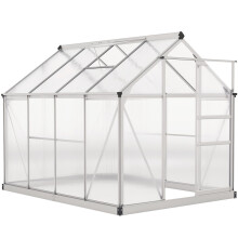 6 x 8ft Walk-In Greenhouse, with Sliding Door - Clear