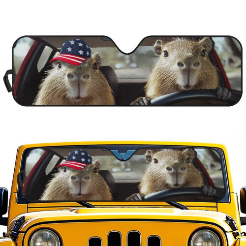 Foldable Capybara Windshield Sun Shade for Jeep Wrangler TJ 1