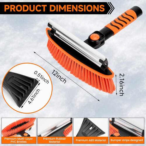 Car Ice Scraper with Extendable Snow Brush 43 inch 1