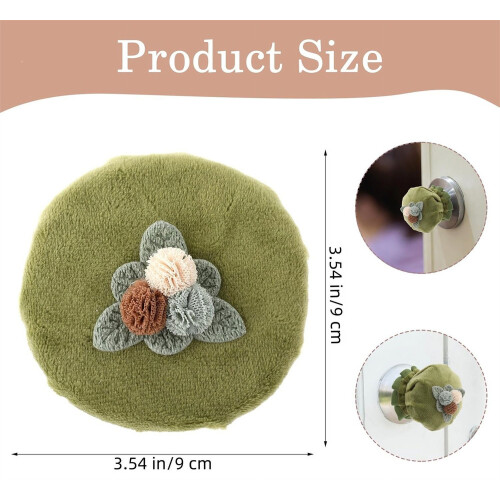 Soft Fabric Door Knob Covers Flower Shape Green 2 Pcs 1