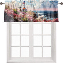 Tropical Ocean Floral Curtain Valance 54x18 in Rod Pocket