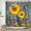 Ρουστίκ Ξύλινη Κουρτίνα Μπάνιου Κίτρινη Floral 72x78 Ίντσες 3