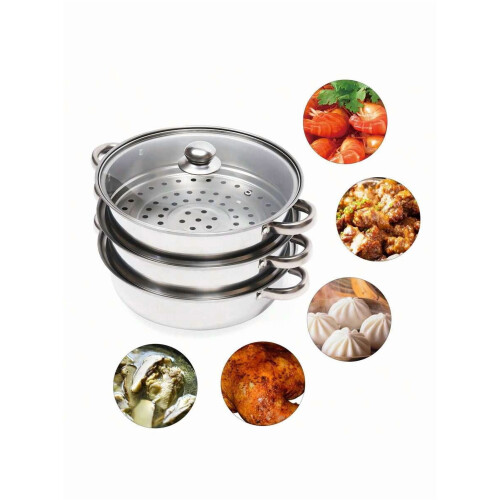 Stainless Steel Steamer Pot 3-Tier 28cm