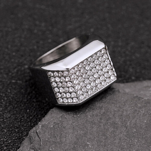 Men's Smooth Rectangle Wedding Ring Hip Hop Punk Style 1
