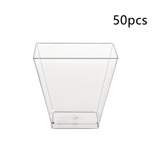 Mini Dessert Cups Clear Square 60 ml 50 Pack with Spoons