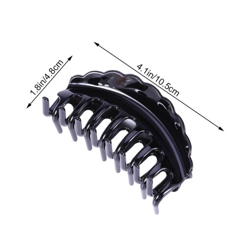 Hair Clips Black Plastic Claw Shape Non-Slip 2-Pack 1