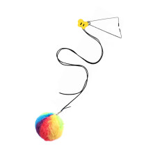 Elastic String Door Toy with Colorful Plush Ball for Cats