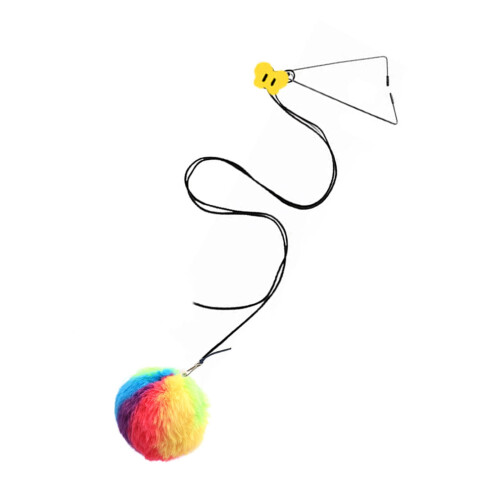 Elastic String Door Toy with Colorful Plush Ball for Cats
