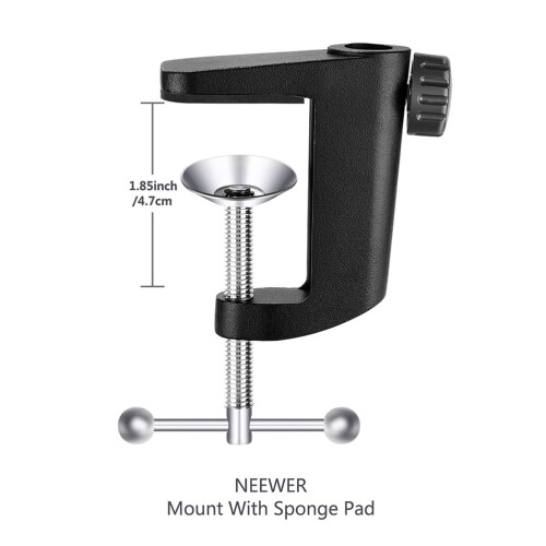 Supporto da tavolo per microfono con morsetto, nero, 10x8x3 cm 1
