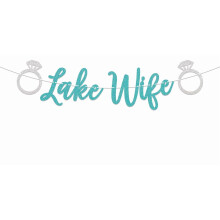 Lake Bachelorette Party Banner Blue Glitter Background