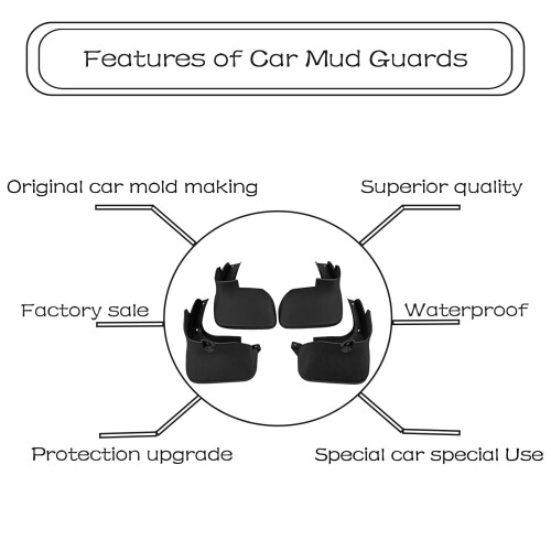 Mud Guards for Lexus RX 2009–2015 Black 4-Piece 2