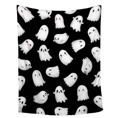 Halloween Ghost Throw Blanket Black White 40x52 Inch 1
