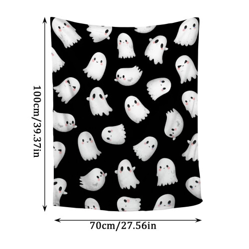 Halloween Ghost Throw Blanket Black White 40x52 Inch 2