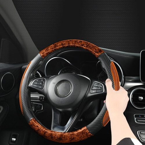 Steering Wheel Cover Wood Grain Breathable 1