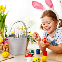 Easter Bunny Basket with Handle for Kids Easter Egg Hunt