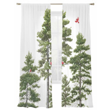 Cardinal Red Bird Snowfall Sheer Curtains 2 Panels 52x84