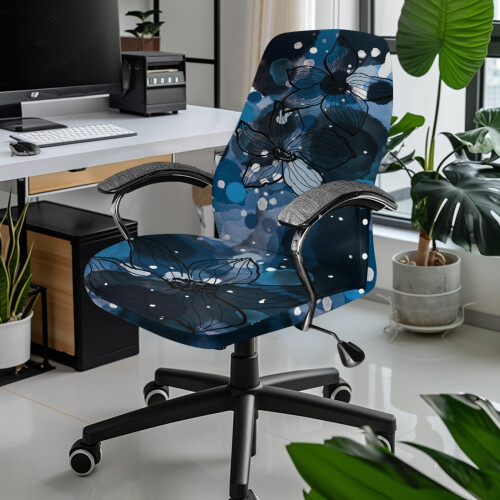 Housse de chaise d'ordinateur extensible, lavable et amovible avec 1