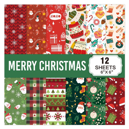 Christmas Pattern Paper Set 12 Designs 6x6 Inches