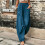 Damen Oversized, einfarbige Freizeithose mit elastischem Bund, weit 4