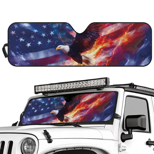 Eagle American Flag Windshield Sun Shade UV Heat Protection 1