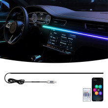RGB LED Car Interior Ambient Light Strip 64 Colors APP