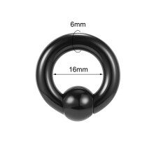 Acrylic Captive Bead Ring Black 2G 6mm 1 Pair