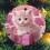 Pink Kitten Christmas Ornament Ceramic 1pc 6
