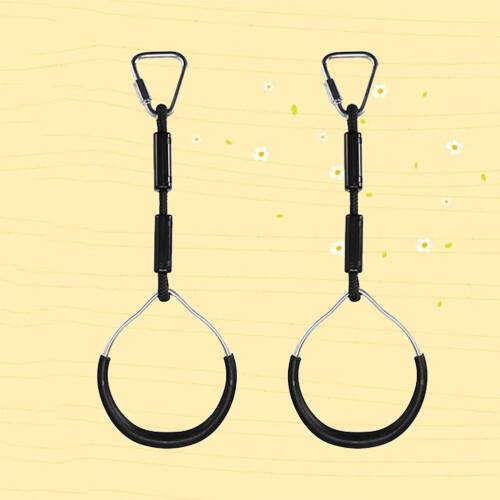 Fitness Rings Solid Black 2 Pcs