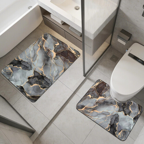 Ensemble de tapis de bain en boue de diatomées, séchage rapide, antidérapant, 2 pièces 2