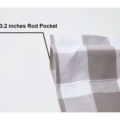 WOSIBO Buffalo Check Valances White Grey 2-Pack 16x56 Inch 2