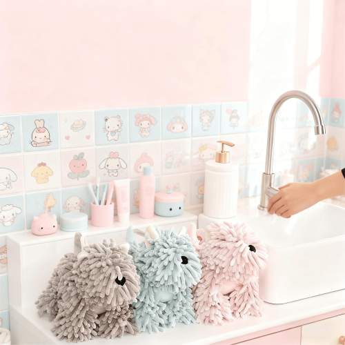 Chenille Towel Soft Absorbent Cartoon Dog Design 1pc 1