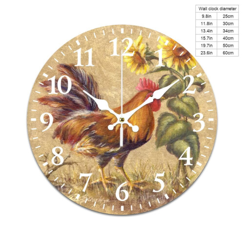 Horloge murale Coq Tournesol à piles 1