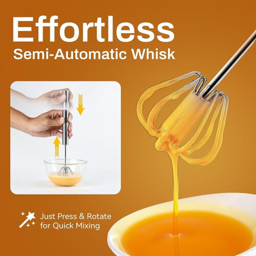Stainless Steel Semi-Automatic Whisk 3 pcs 1