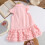 Robe pour fille à manches courtes, boutonnée, col cranté, décontractée 6