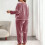 Women's Plus Size Flannel Pajama Set Long Sleeve Pants 4