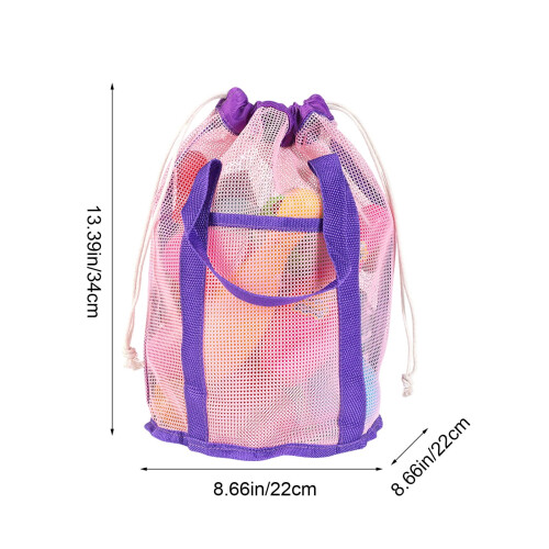 Mesh Beach Bag Pink Waterproof Large Capacity Drawstring 2