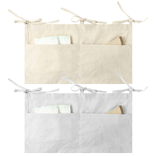 Ensemble de sacs de rangement suspendus pour bébé en lin à double poche 1