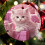 Pink Kitten Christmas Ornament Ceramic 1pc 8