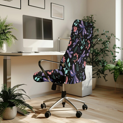 Housse extensible pour chaise de bureau à domicile avec boutons-pression L 2
