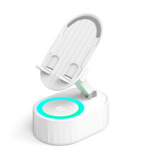 Support de Téléphone 3 en 1, Support de Haut-Parleur Inductif, Rotatif à 360 , Pliable, Levage, Charge, Support de Trésor, Blanc