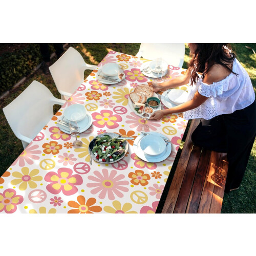 Nappe rectangulaire Boho Daisy 60 x 104 pouces 1