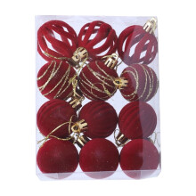 Christmas Ornaments Set Flocked Black Suede 12 pcs