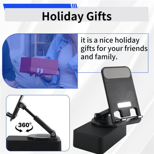 3-In-1 Mobile Phone Holder, Audio Power Bank,  Call Speaker, Multi-Function Foldable Rotating Desktop,Black
