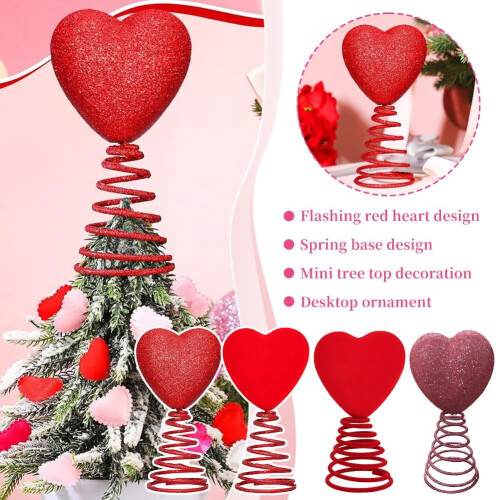 Glitter Red Heart Mini Tree Topper 5 inch 2