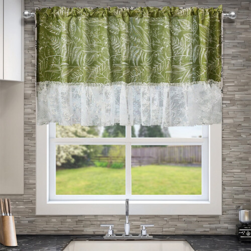 Floral Lace Tiered Valance Curtain Polyester 1-Pack