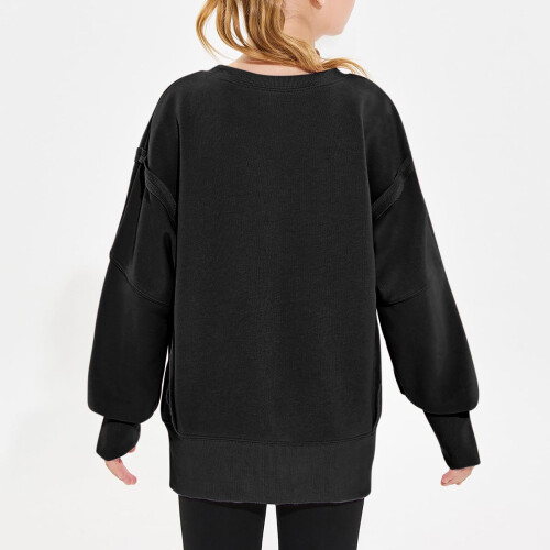 Girls Oversized Pullover Sweater Long Sleeve Drop Shoulder 2