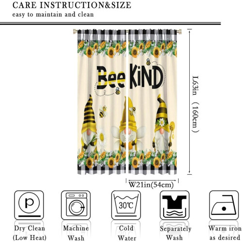 Sunflower Kids Curtains Cartoon Gnome Bee Pattern 42x63 in 1
