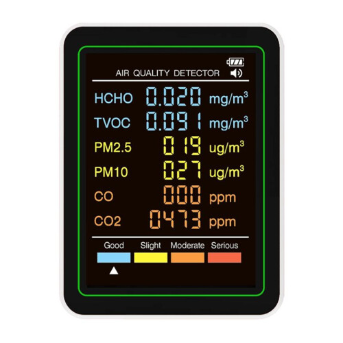 Monitor de Qualidade Do Ar 6 em 1, Multifuncional, Automático, Display de Parede para Ambientes Internos, Escritório, Detector de Ar A 1