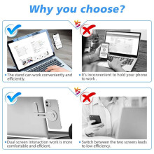 Support de Téléphone Magnétique Réglable pour Écran de Téléphone, Support Latéral Portable et Pliable pour Ordinateur