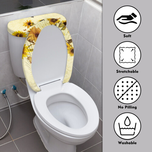 Sonnenblumen-WC-Deckel- und Spülkastenabdeckungsset, 2-teilig 2